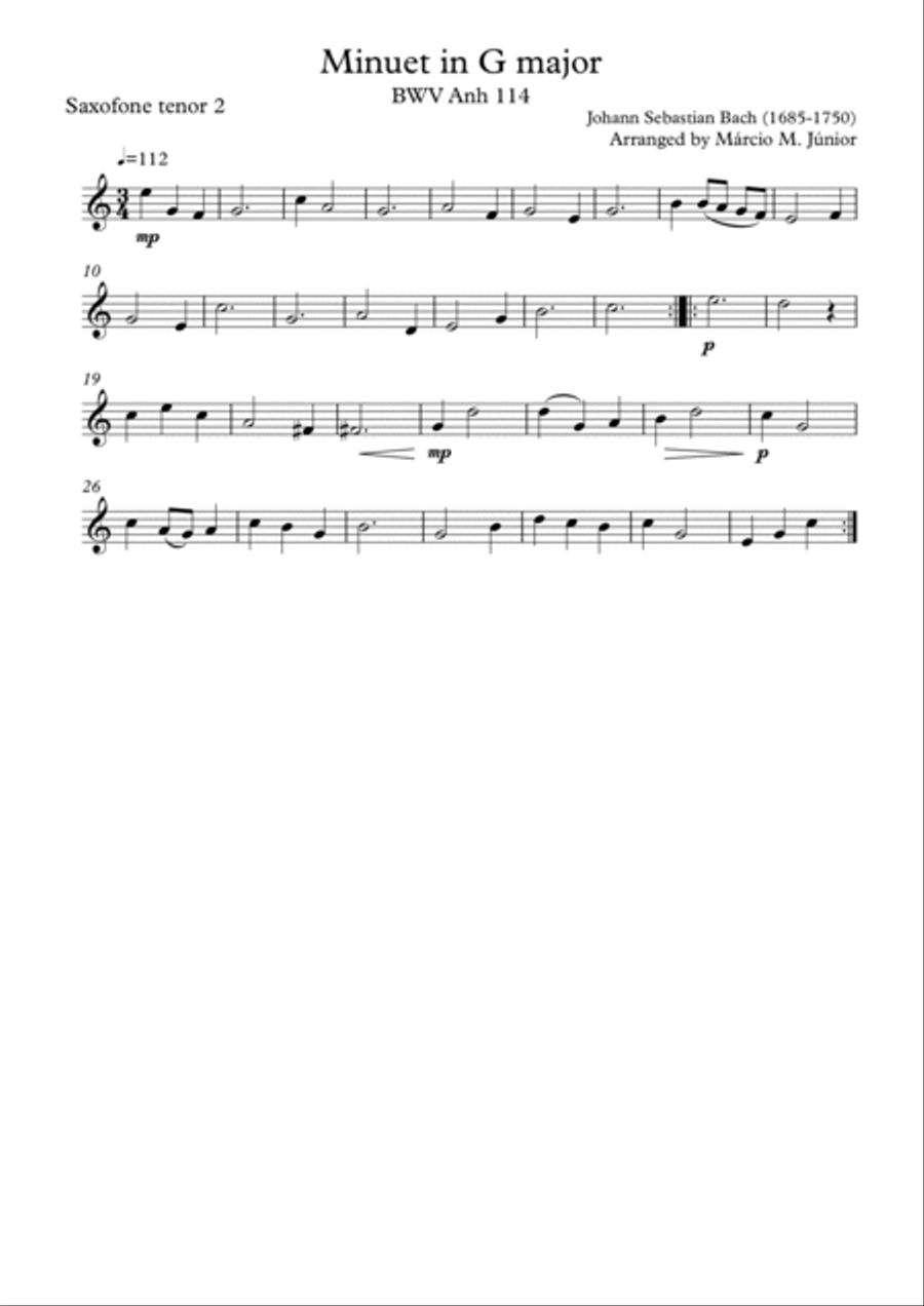 Minuet in G major - BWV Anh 114 Woodwind Trio scores gallery preview page 4