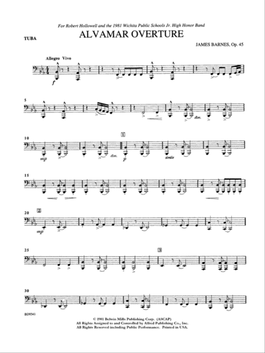 Alvamar Overture: Tuba Concert Band scores gallery preview page 1