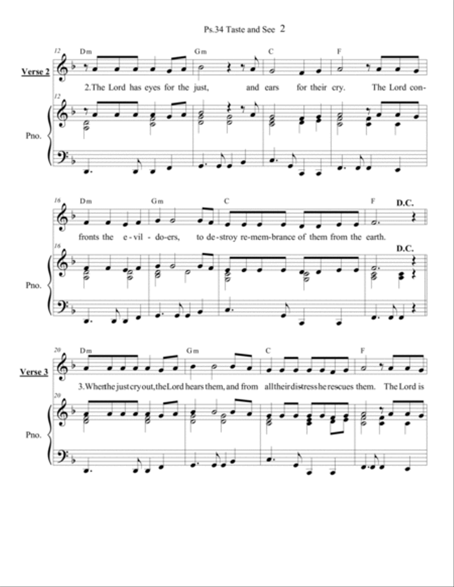Psalm 34: Taste and See (iii) - Piano/vocal Voice scores gallery preview page 2
