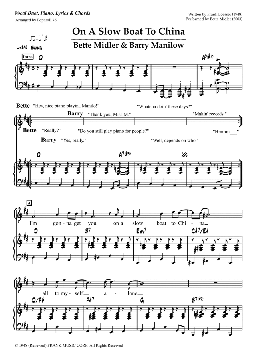 On A Slow Boat To China Tenor Voice scores gallery preview page 1