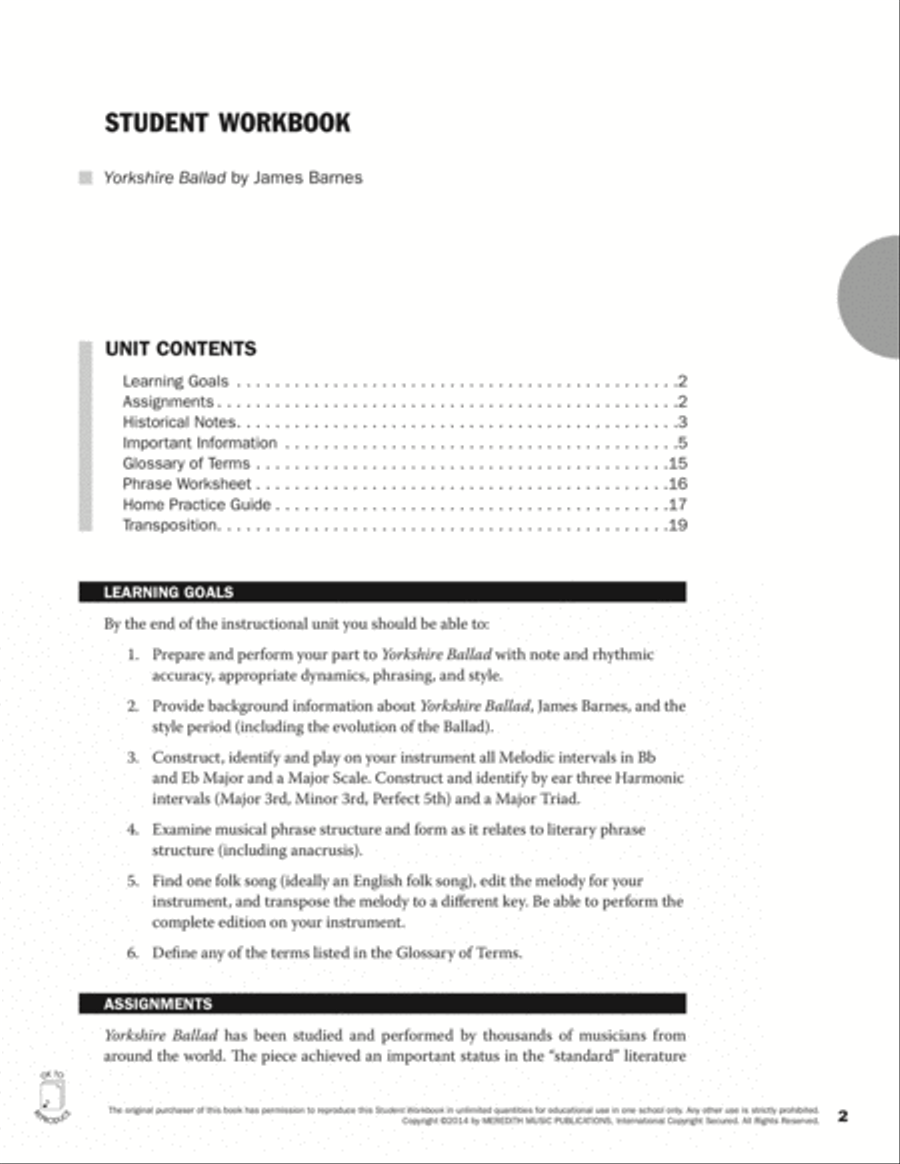 Guides to Band Masterworks, Vol. 4 - Student Workbook - Yorkshire Ballad Activity Books scores gallery preview page 2