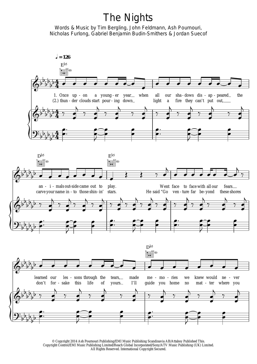 The Nights Piano, Vocal scores gallery preview page 1