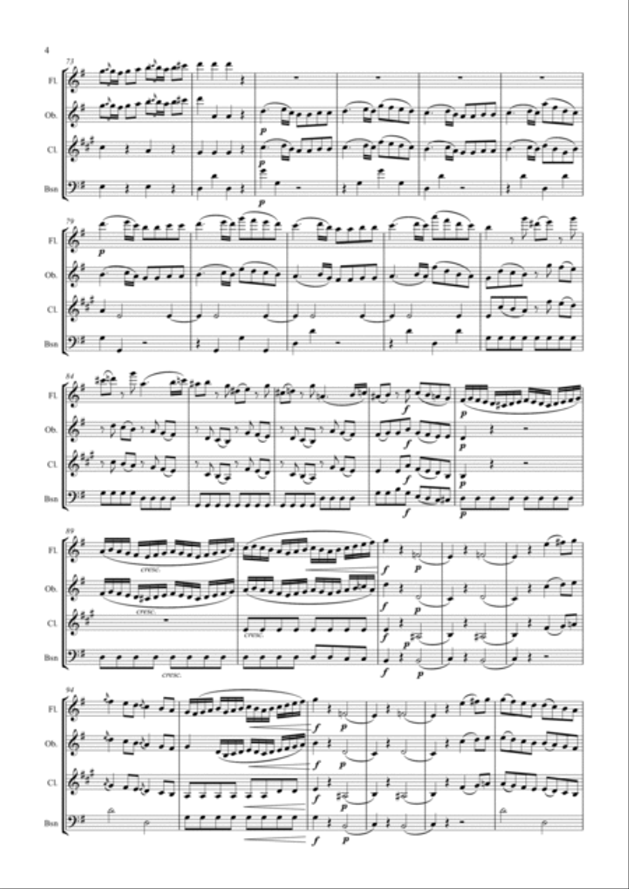 Mozart Quartet KV160 arr. Woodwind Quartet Woodwind Quartet scores gallery preview page 4