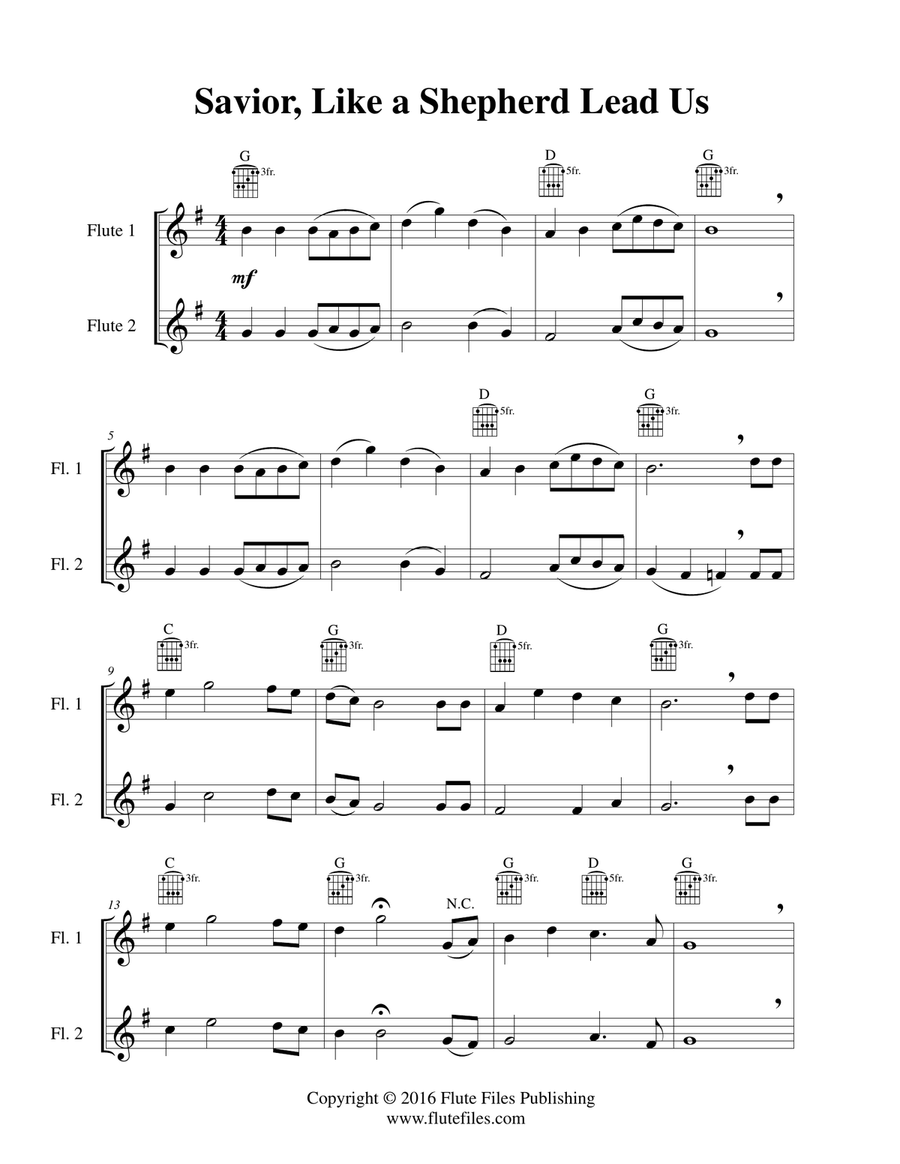Savior, Like a Shepherd Lead Us - Flute Duet with Guitar Chords Flute Duet scores gallery preview page 3