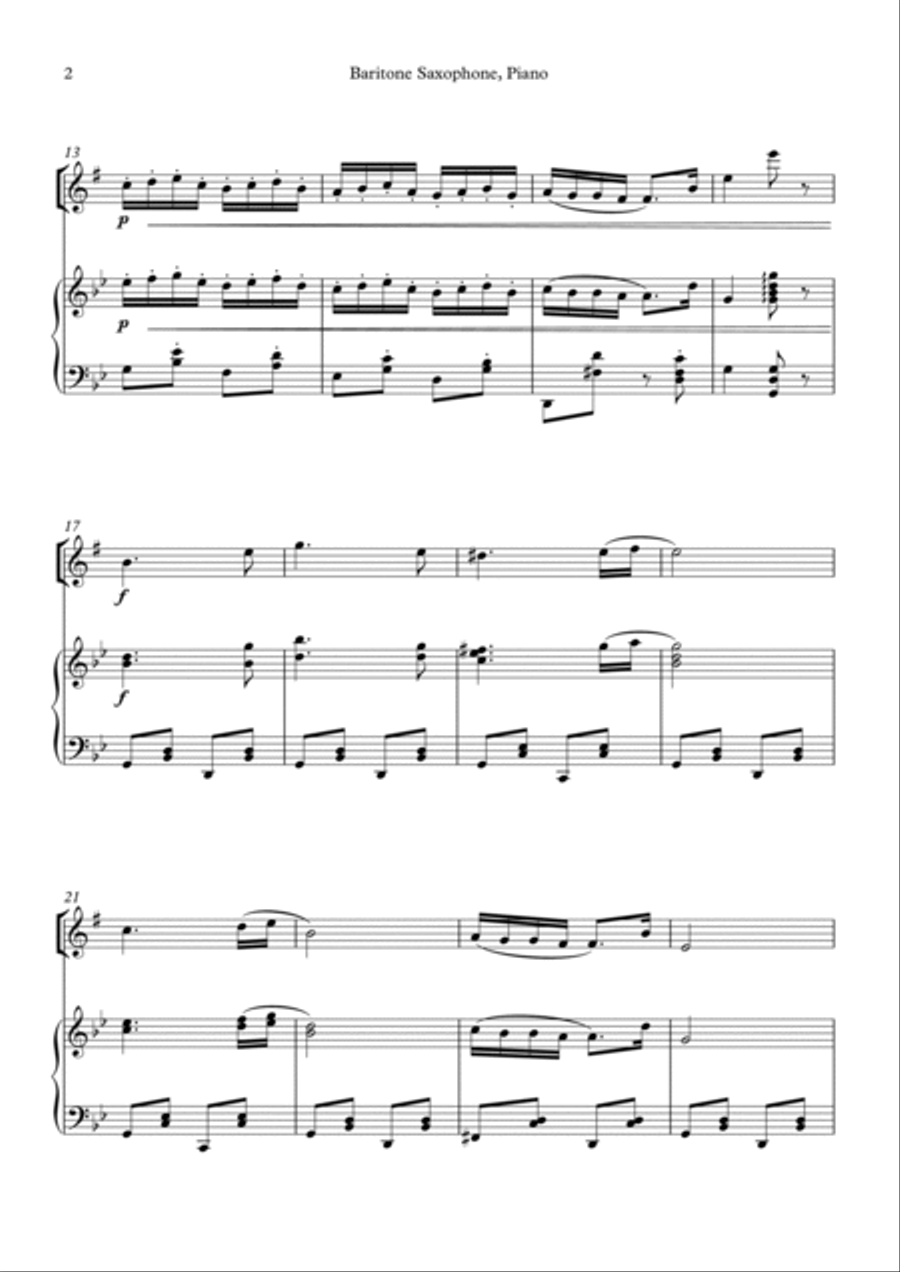 Hungarian Dance No. 5 for Baritone Sax and Piano Woodwind Ensemble scores gallery preview page 2