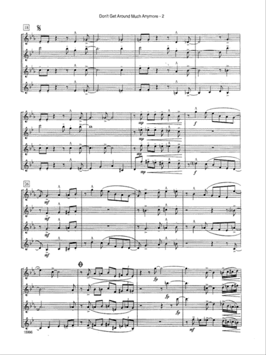 Don't Get Around Much Anymore Saxophone Quartet scores gallery preview page 3