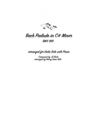 Book cover for Bach Prelude in C# Minor (BWV 849) for Viola Solo and Piano Accompaniment