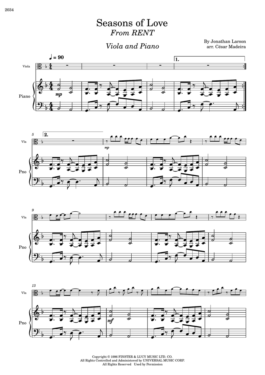 Seasons Of Love Viola scores gallery preview page 2