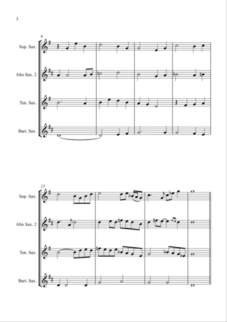 Londonderry Air (Danny Boy) - Jazz Arrangement for Saxophone Quartet Saxophone Quartet scores gallery preview page 4