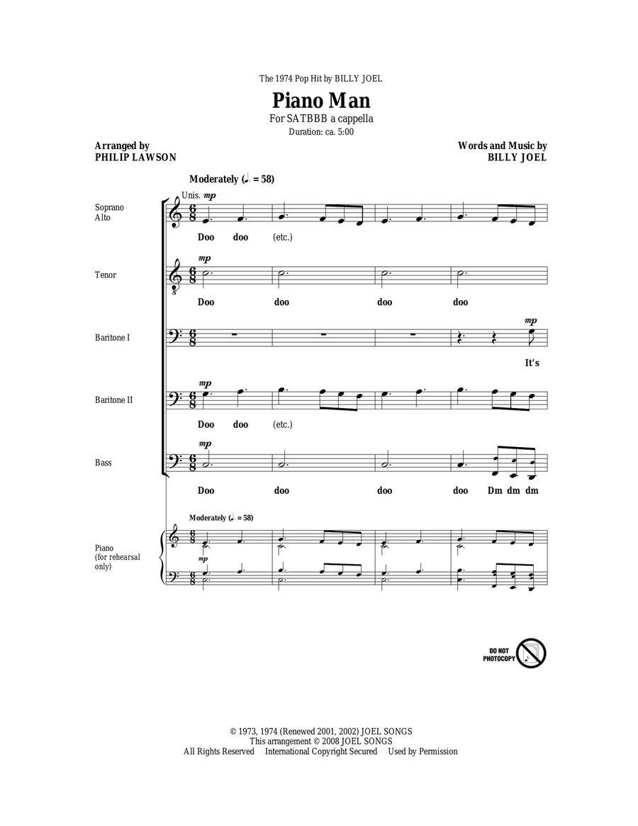 Piano Man Piano Man 4-Part scores gallery preview page 1