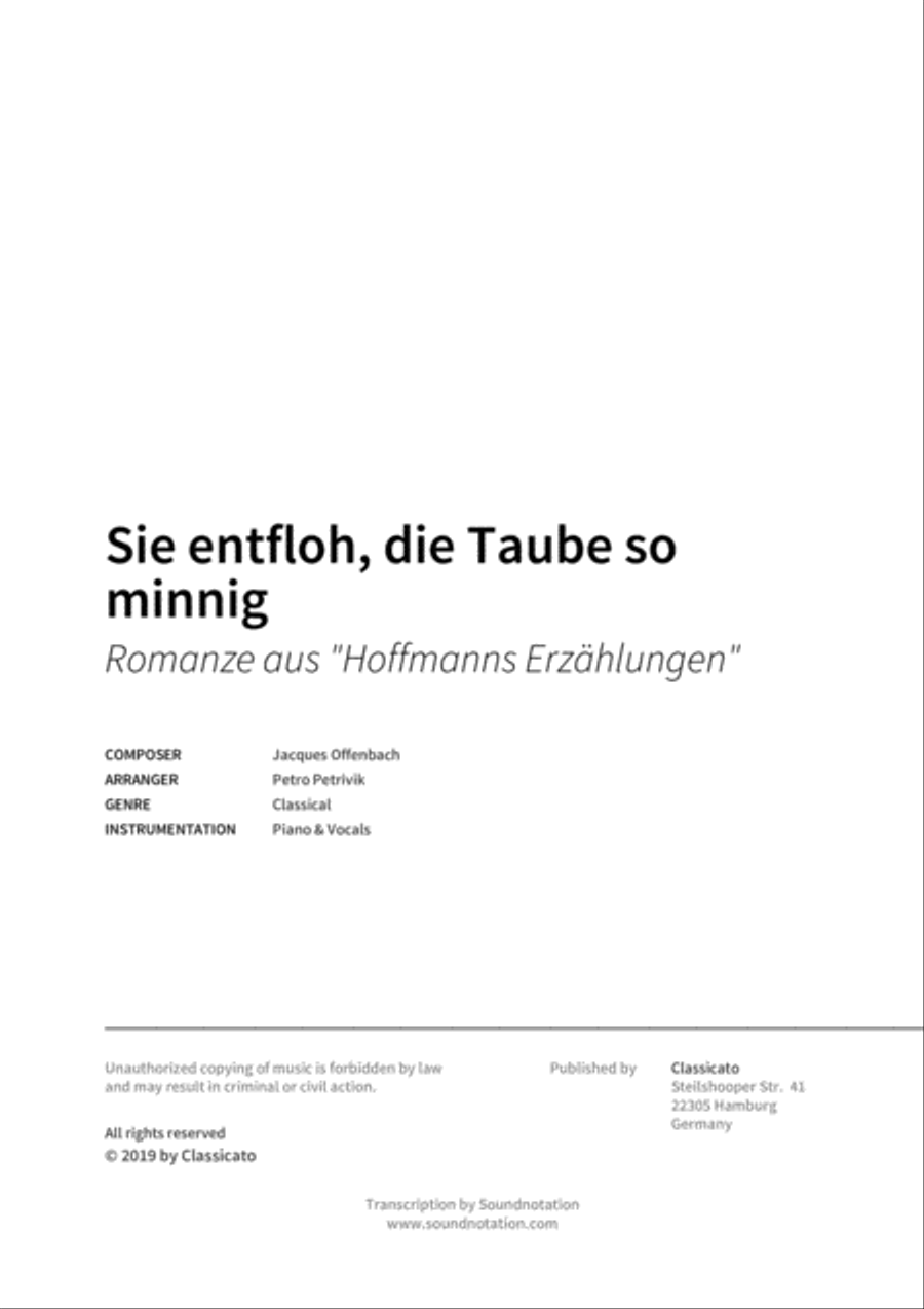 Sie entfloh, die Taube so minnig Piano, Vocal, Guitar scores gallery preview page 2