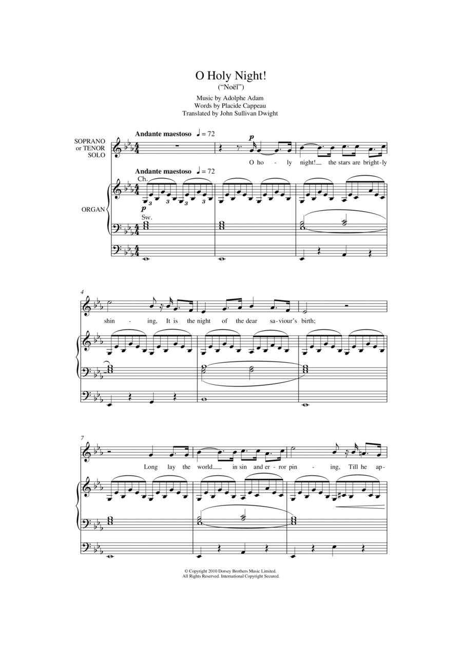 O Holy Night (arr. John E. West) 4-Part scores gallery preview page 1
