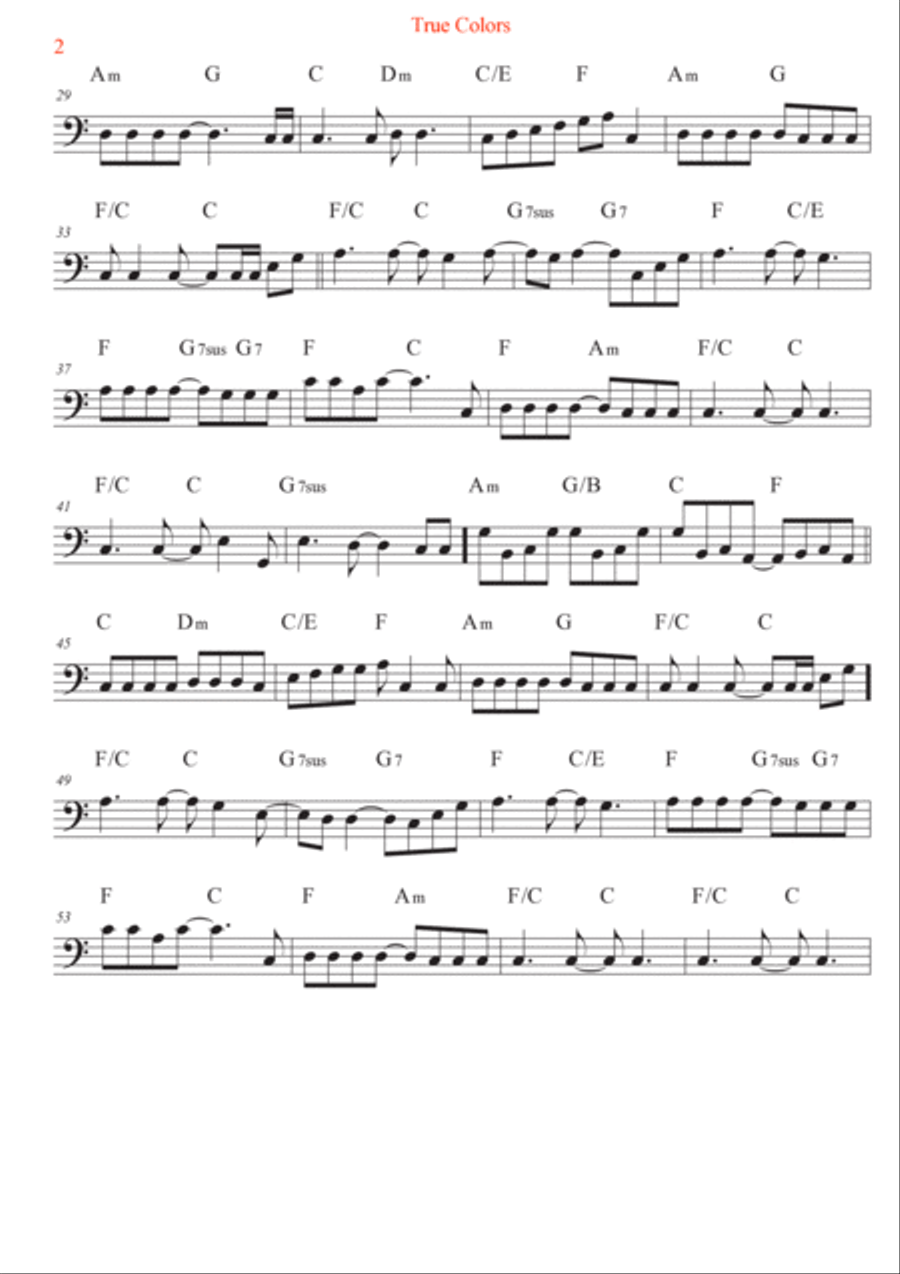 True Colors Trombone Solo scores gallery preview page 2