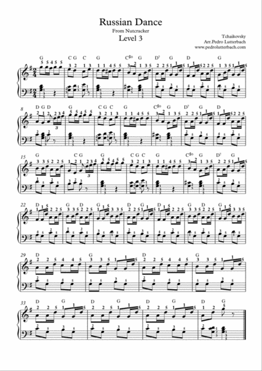 Russian Dance From Nutcracker Piano Solo scores gallery preview page 1