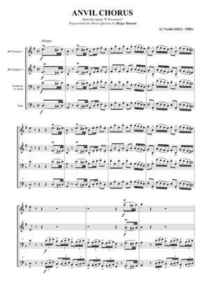 "Anvil Chorus" from the Opera "Il Trovatore" for Brass Quartet
