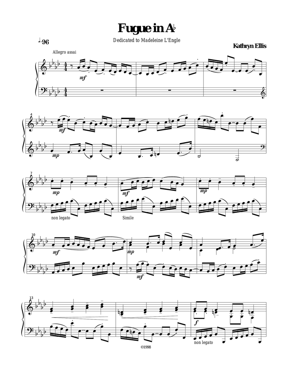 Fugue in Ab Piano Solo scores gallery preview page 1
