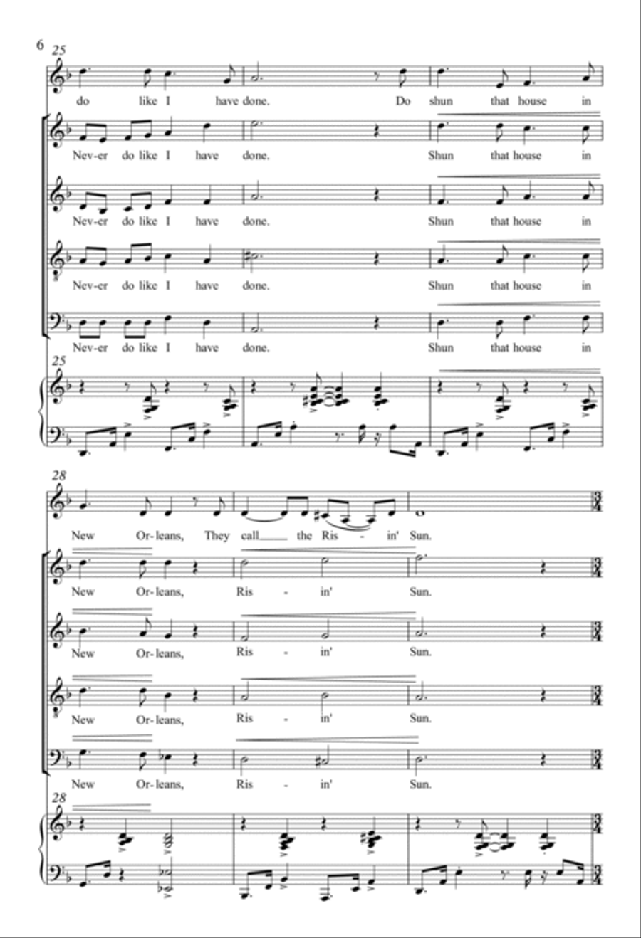 House of the Rising Sun House of the Rising Sun 4-Part scores gallery preview page 5