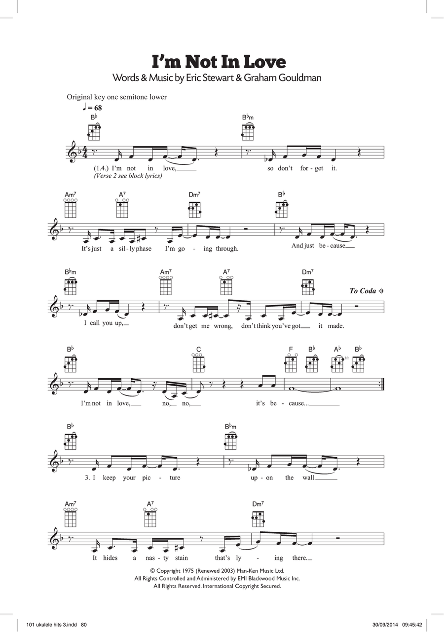 I'm Not In Love Ukulele scores gallery preview page 1
