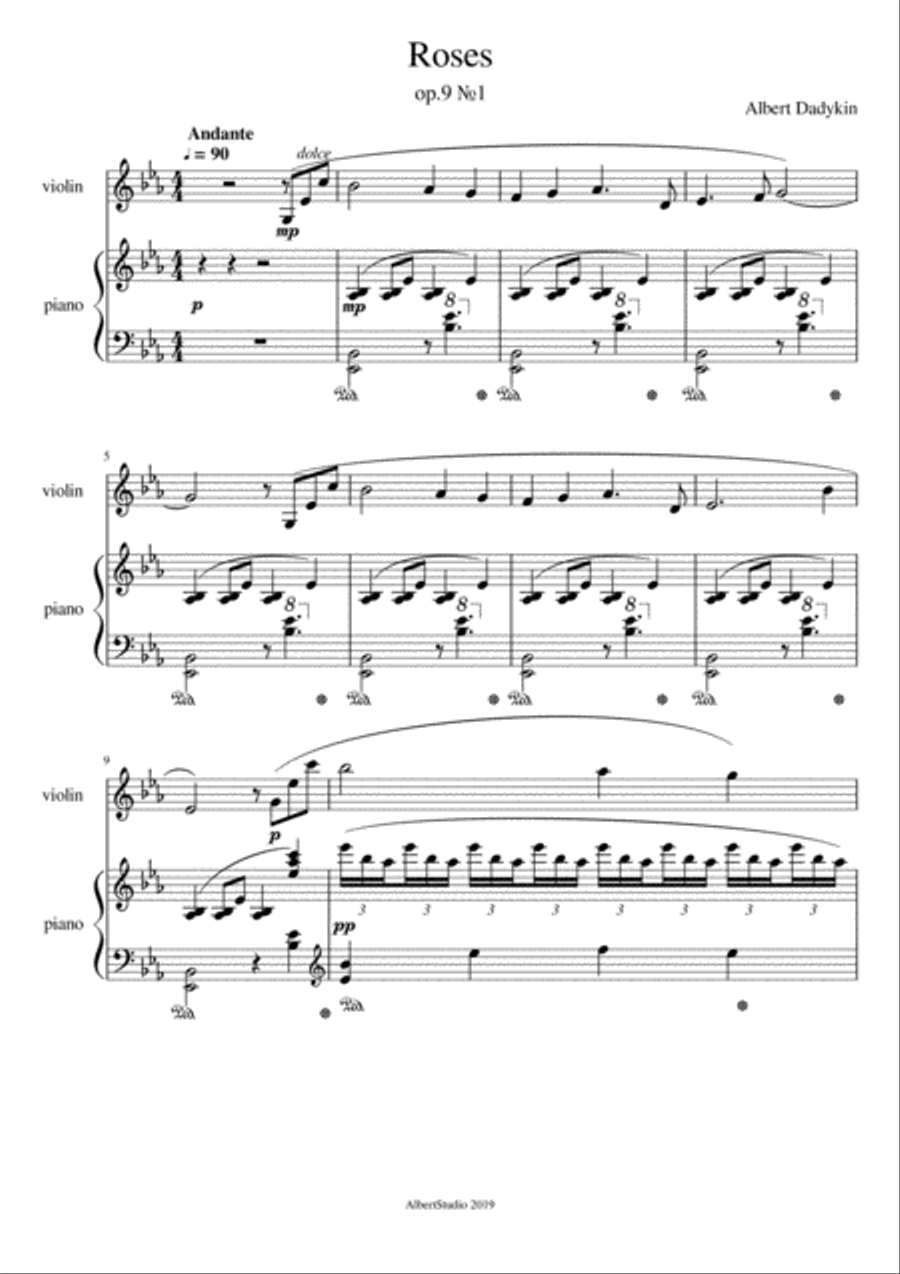 Roses Roses Violin Solo scores gallery preview page 1
