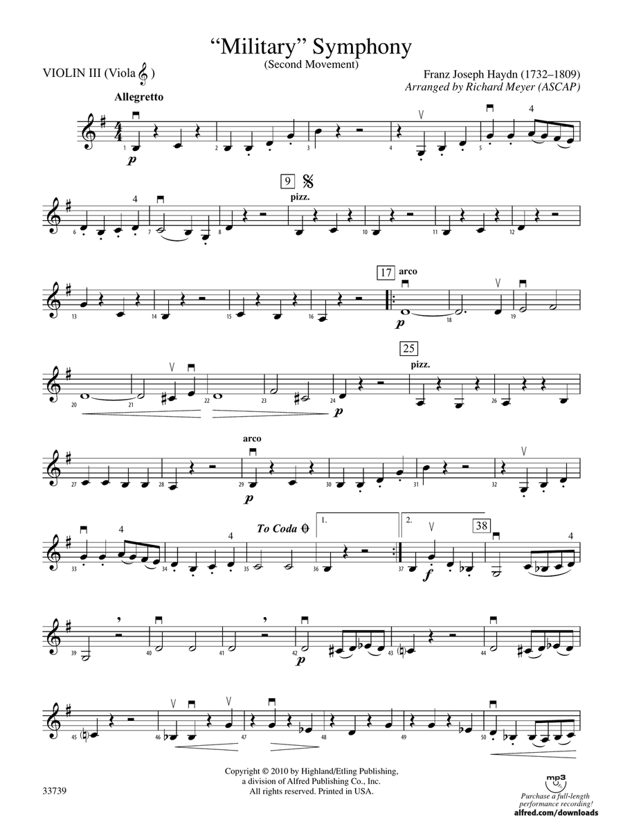 Military Symphony: 3rd Violin (Viola [TC])