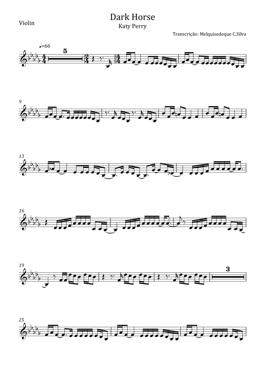 Dark Horse Violin Solo scores gallery preview page 1