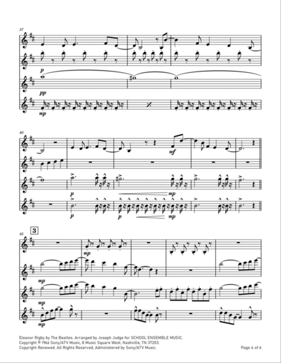 Eleanor Rigby Eleanor Rigby Clarinet Quartet scores gallery preview page 4