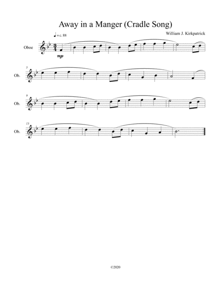 Away in a Manger (Cradle Song) for solo oboe image number null