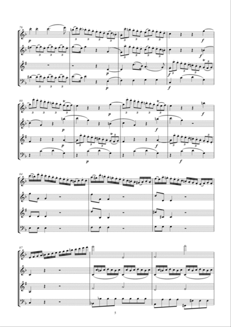 Mozart Quartet K465 (Dissonance) Woodwind Quartet scores gallery preview page 5