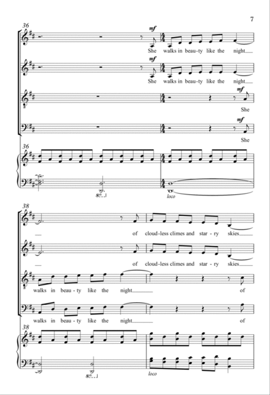 She Walks In Beauty 4-Part scores gallery preview page 5
