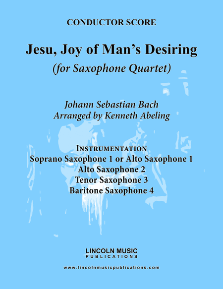 Bach - Jesu, Joy of Man’s Desiring (for Saxophone Quartet SATB or AATB) image number null