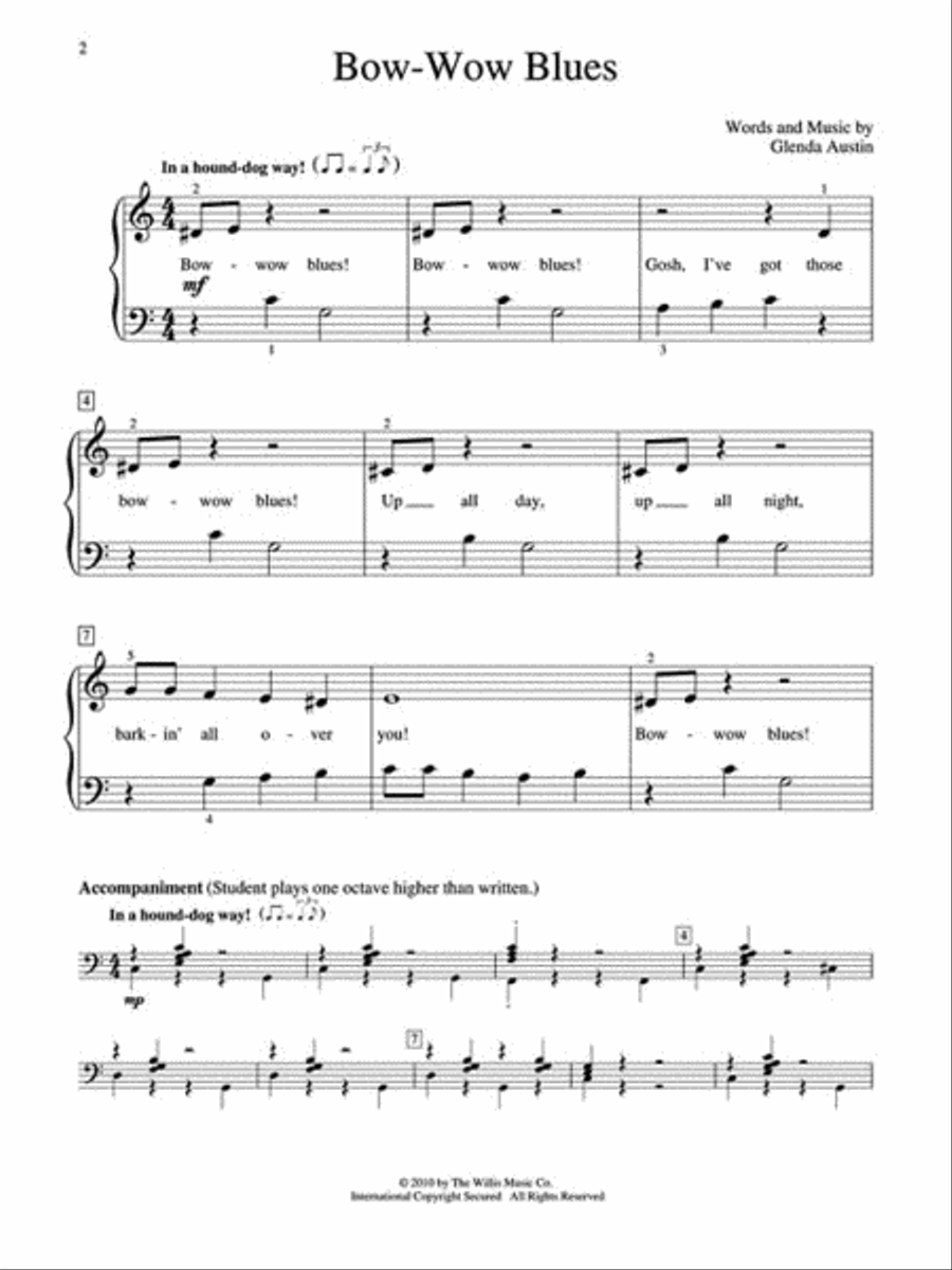 Bow-Wow Blues Easy Piano scores gallery preview page 2