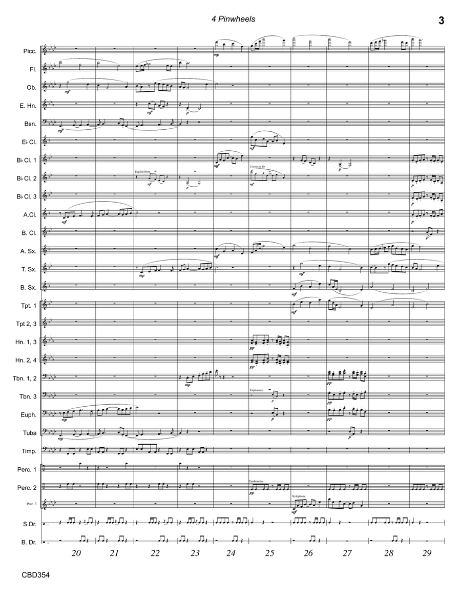 4 PINWHEELS original composition for CONCERT BAND. Grade 4 Concert Band scores gallery preview page 3