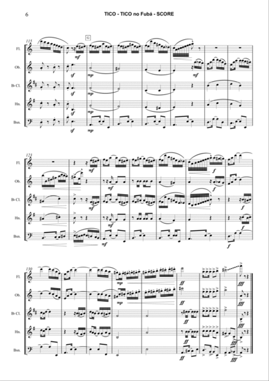 Tico Tico no Fubá Tico Tico no Fubá Woodwind Quintet scores gallery preview page 6
