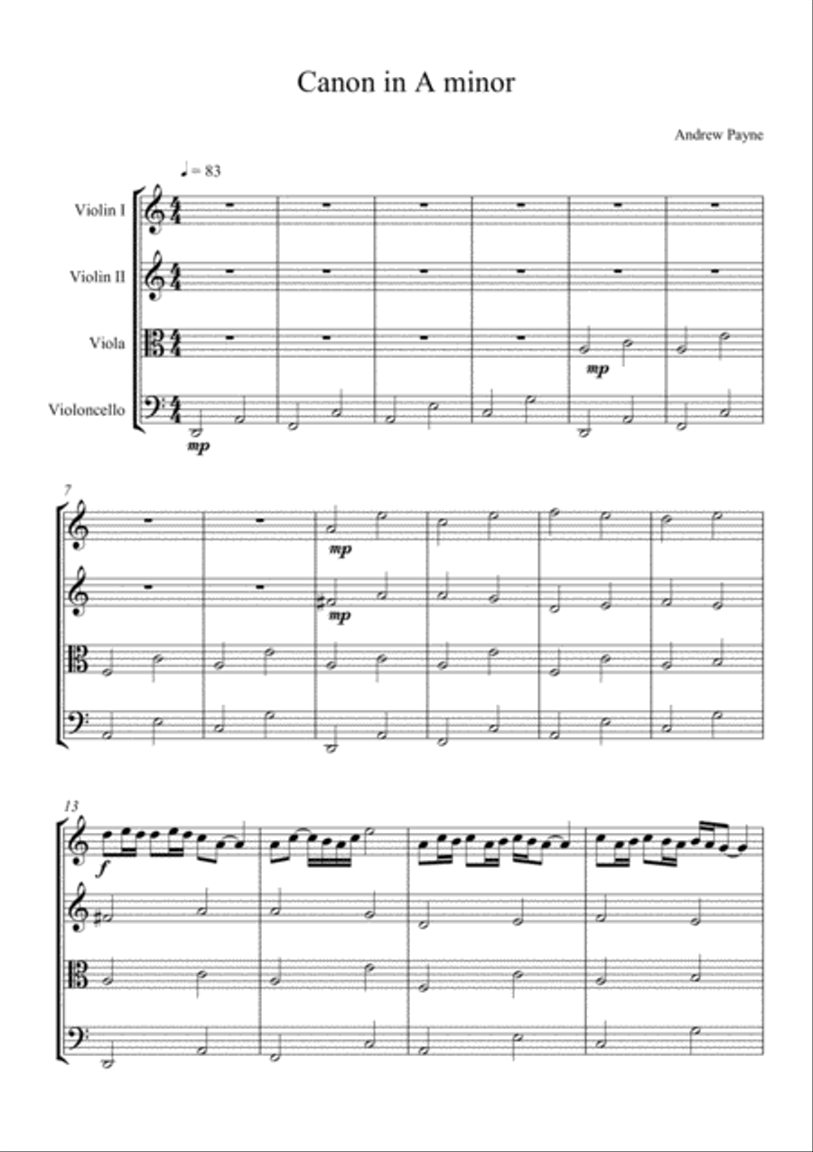 Canon in A minor String Quartet scores gallery preview page 2