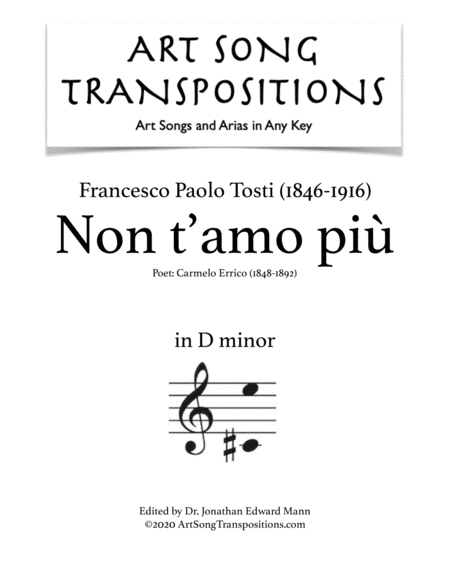 TOSTI: Non t'amo più (transposed to D minor)