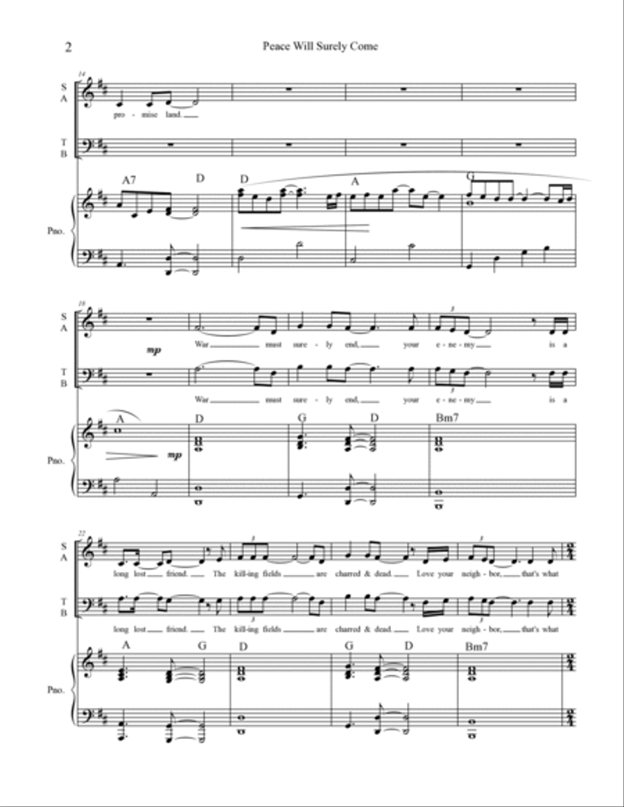 Peace will Surely Come SATB Divisi scores gallery preview page 2