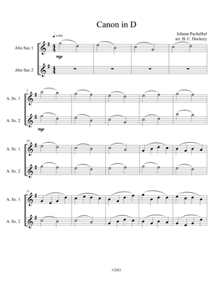 Book cover for Canon in D (Alto Sax Duet)
