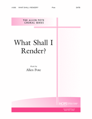 Book cover for What Shall I Render?