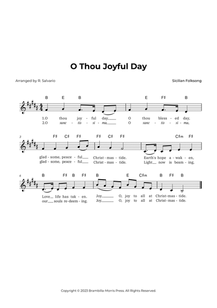 O Thou Joyful Day (Key of B Major) image number null