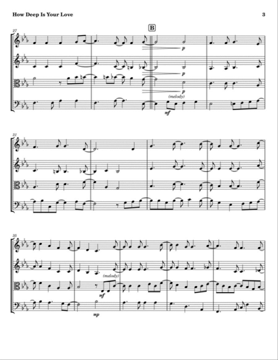 How Deep Is Your Love String Quartet scores gallery preview page 3