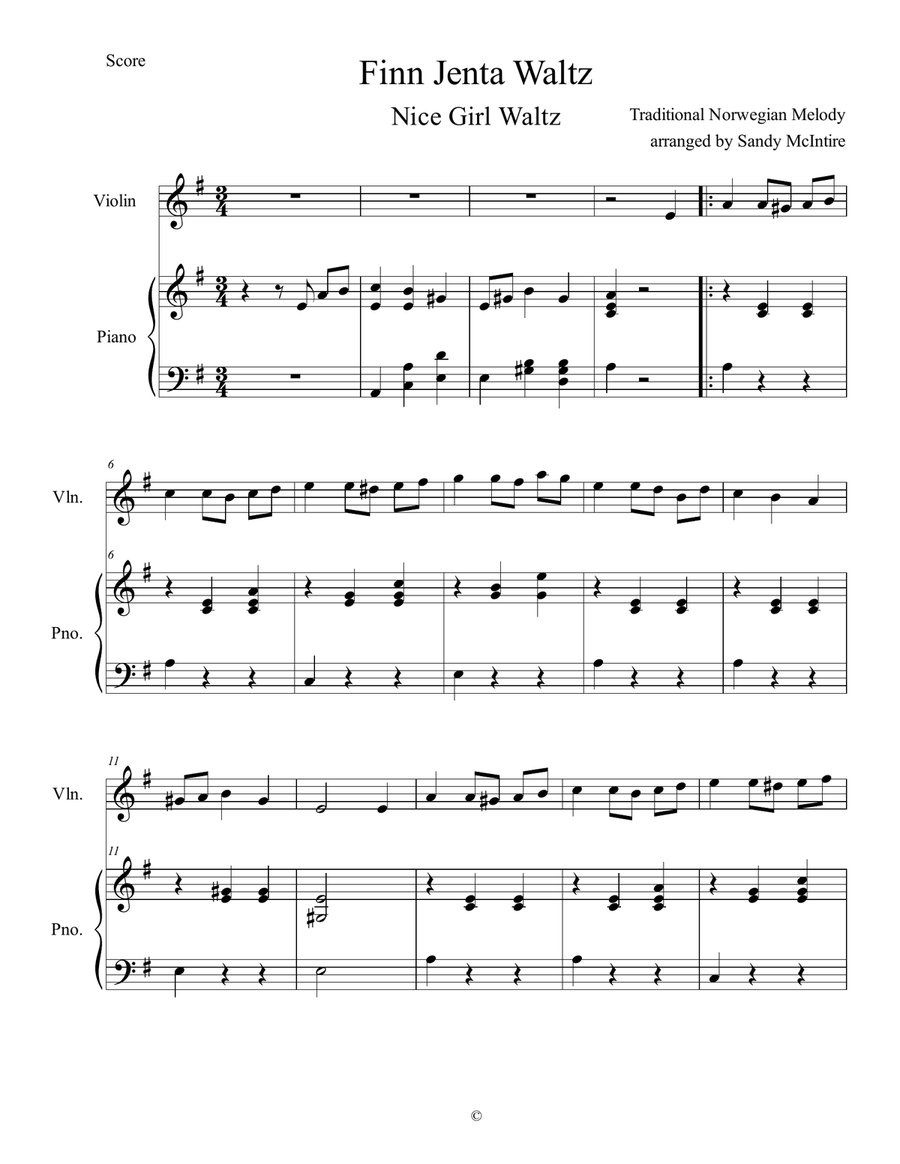 Finn Jenta Violin Solo scores gallery preview page 1