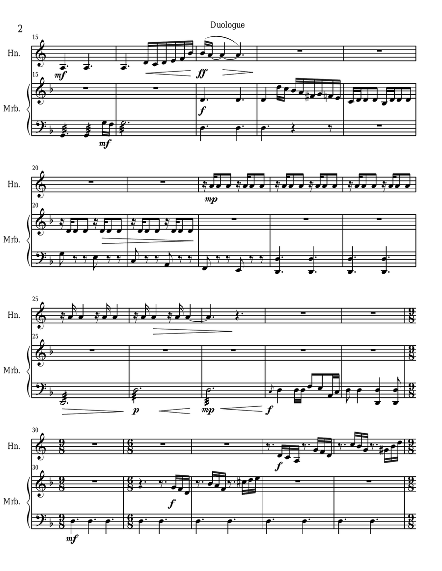 Duologue for Horn in F and Marimba Marimba scores gallery preview page 4