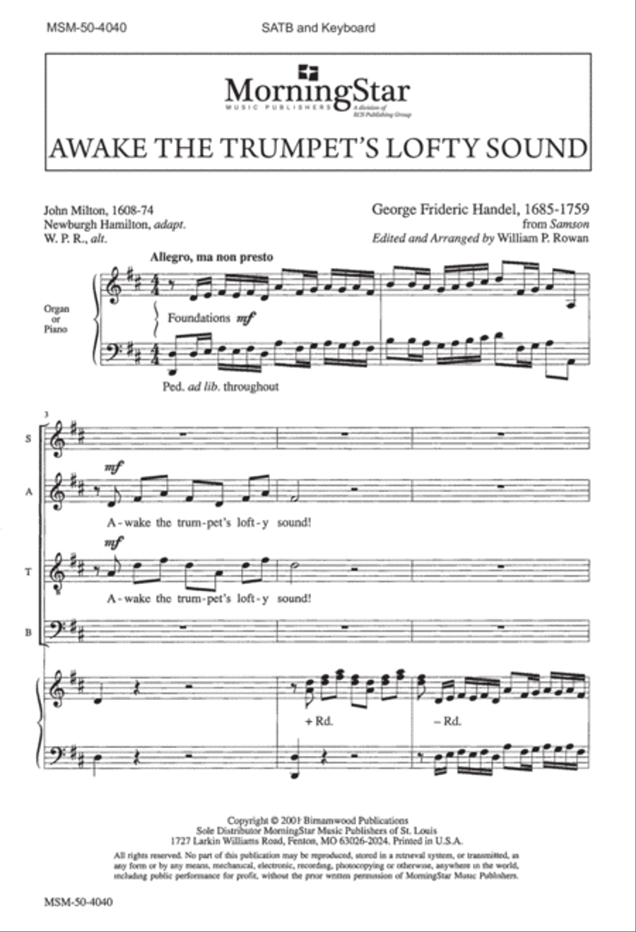 Awake the Trumpet's Lofty Sound 4-Part scores gallery preview page 2