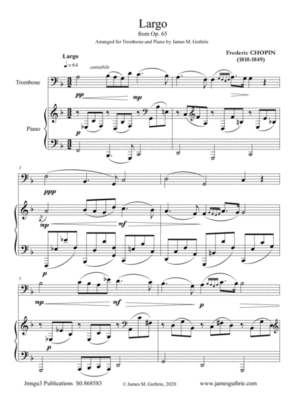 Chopin: Largo from Op. 65 for Trombone & Piano image number null