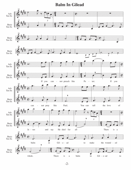 Balm in Gilead (Arrangements Lvl 1-3 for TENOR SAX + Written Accomp) HYMN image number null