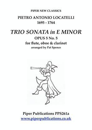 Book cover for LOCATELLI TRIO SONATA IN E MINOR OPUS 5 No. 5 for flute, oboe & clarinet