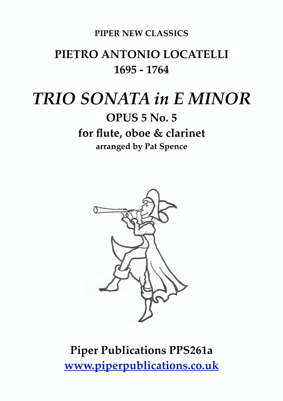 Book cover for LOCATELLI TRIO SONATA IN E MINOR OPUS 5 No. 5 for flute, oboe & clarinet