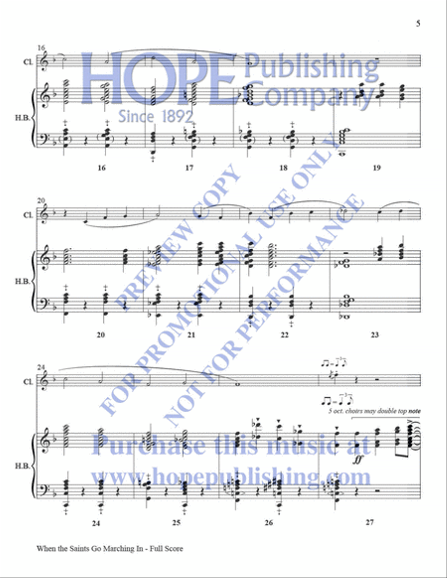 When the Saints Go Marching In Clarinet scores gallery preview page 6