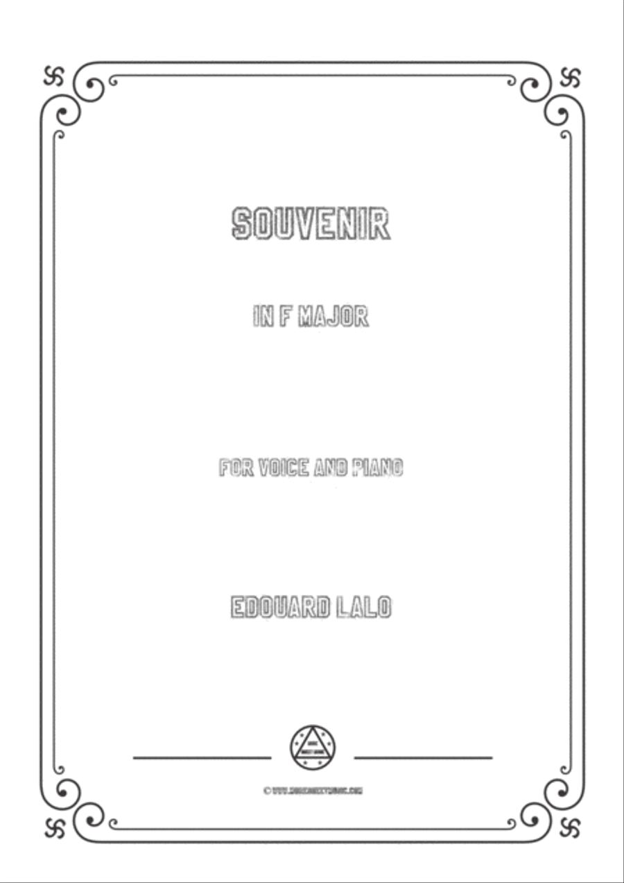 Lalo-Souvenir in F Major,for Voice and Piano Voice Solo scores gallery preview page 1