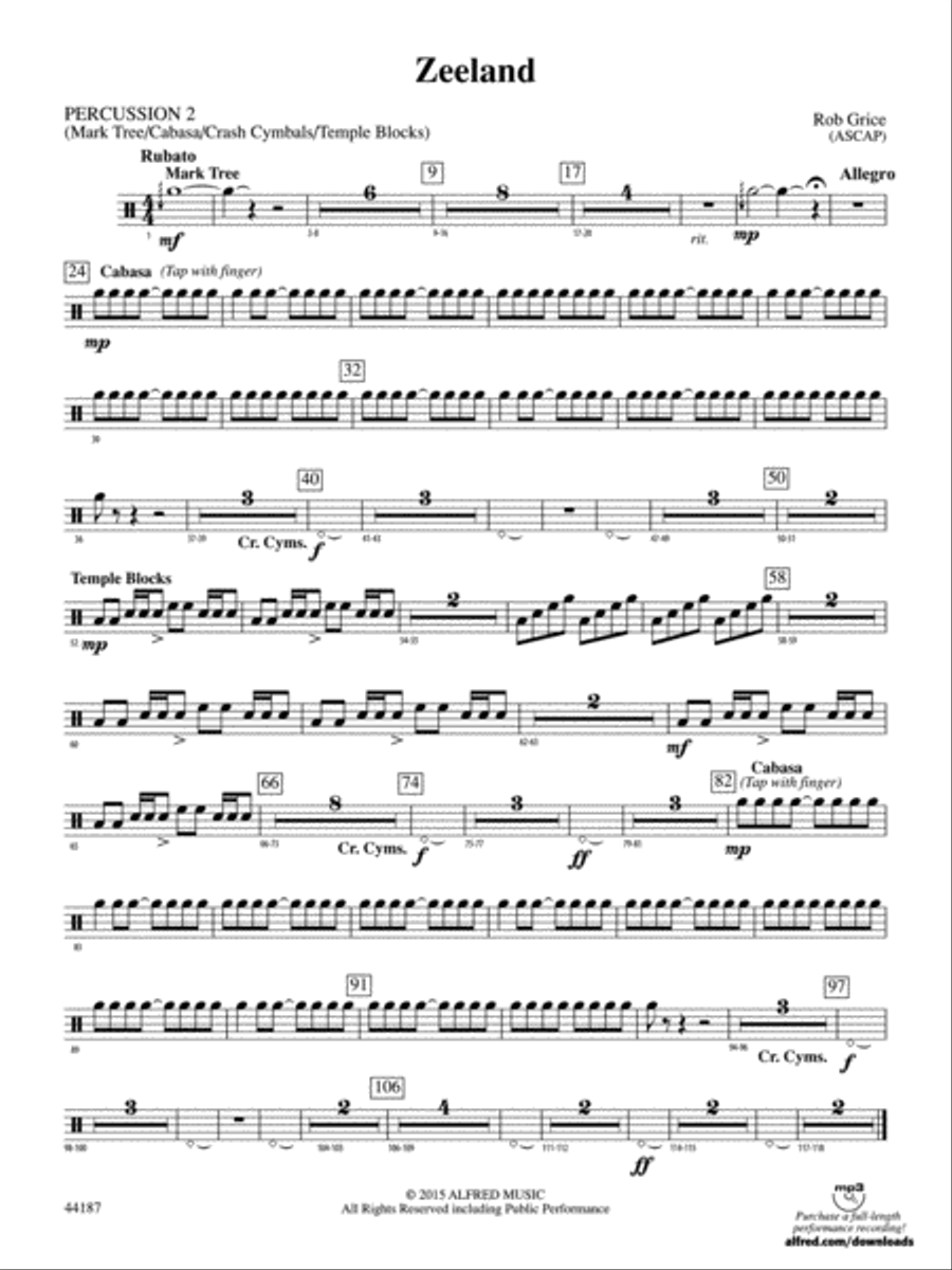 Zeeland: 2nd Percussion Concert Band scores gallery preview page 1